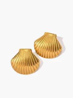 Golden Shell Stud Earrings