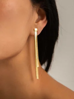 Golden Snake Chain Tassel Earrings