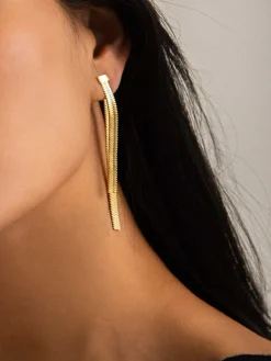 Golden Snake Chain Tassel Earrings