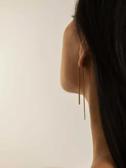 Golden Snake Chain Tassel Earrings