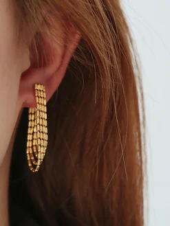 Golden Tassel Chain Drop Earrings