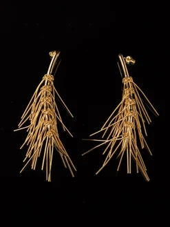 Golden Tassel Stud Earrings