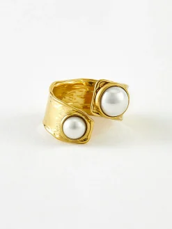 Golden Tunnel Pearl Open Ring