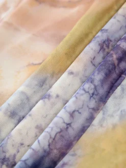 Granite Tie Dye Mesh Ruched Midi Dress
