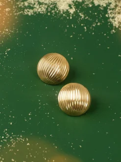Half-Ball Ripple Stud Earrings