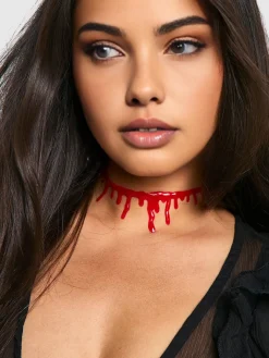 Halloween Imitation Blood Dripping Choker Necklace