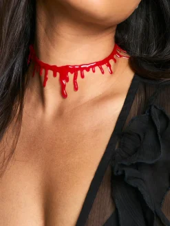 Halloween Imitation Blood Dripping Choker Necklace