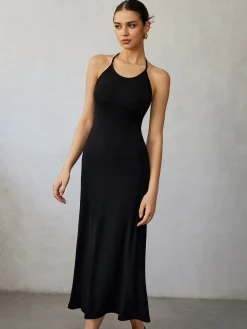 Halter Backless Midi Dress
