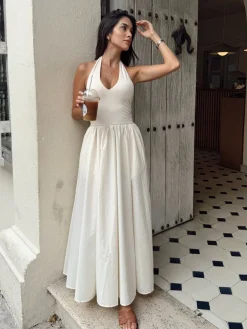 Halter Backless Pockets Dress