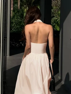 Halter Backless Pockets Dress