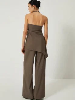 Halter Backless Top With Long Pants Set