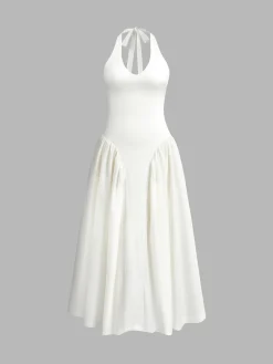 Halter Backless Zipper Low Cut Dress
