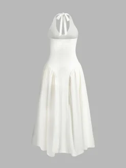 Halter Backless Zipper Low Cut Dress