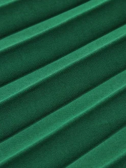 Halter Belted Pleated Midi Dress