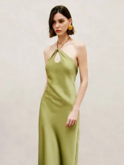 Halter Keyhole Neckline Backless Long Dress
