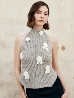 Halter Knotted Back Wrap Tank Top
