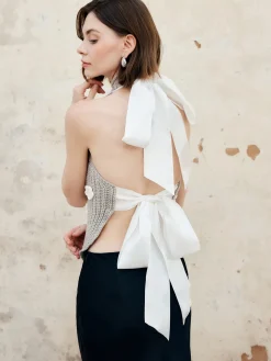 Halter Knotted Back Wrap Tank Top