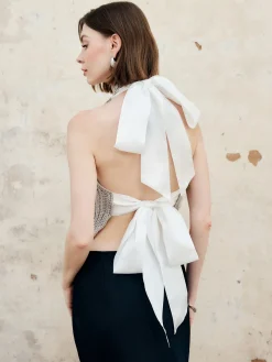 Halter Knotted Back Wrap Tank Top