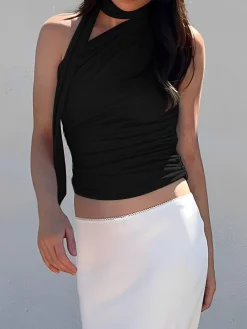 Halter Neck Asymmetrical Top