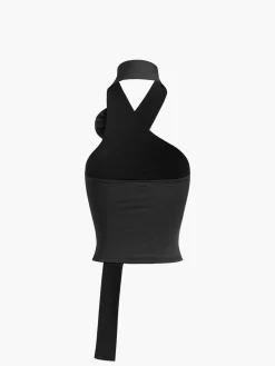 Halter Open Back Rosette Tank Top