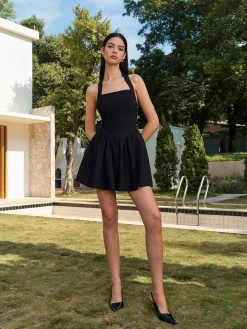 Halter Panel Corset Short Dress