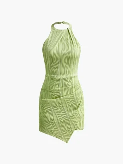 Halter Texture Backless Short Dress