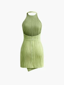 Halter Texture Backless Short Dress