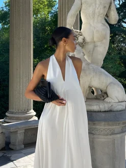 Halter V-Neck Sleeveless Long Dress