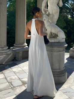 Halter V-Neck Sleeveless Long Dress
