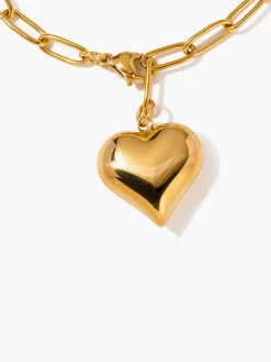 Heart Pendant Chain Link Bracelet