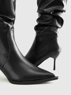 High Heel Ruched Knee-High Boots