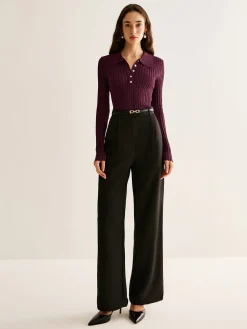 High Stretch Lapel Knit Top