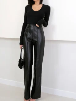 High Waist Faux Leather Pants
