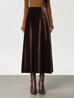 High Waist Velvet Maxi Skirt