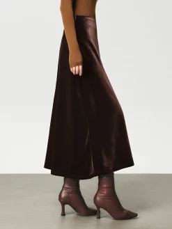 High Waist Velvet Maxi Skirt