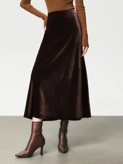 High Waist Velvet Maxi Skirt