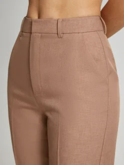 High Waisted Cropped Skinny Straight Leg Trousers