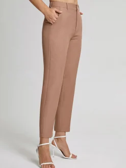 High Waisted Cropped Skinny Straight Leg Trousers