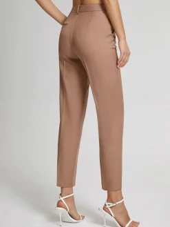 High Waisted Cropped Skinny Straight Leg Trousers