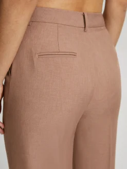 High Waisted Cropped Skinny Straight Leg Trousers