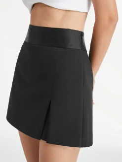 High Waisted Satin Band Mini Skort