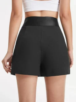 High Waisted Satin Band Mini Skort