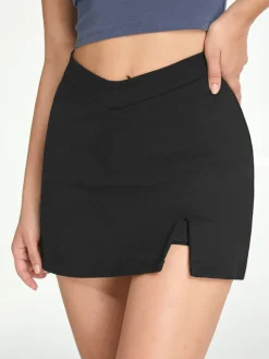High Waisted V-Line Mini Skirt With Shorts Lining