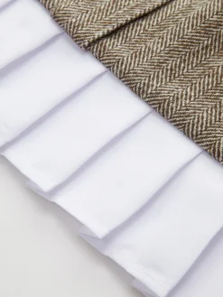 High-Waist Chevron Pleated Zipper Panel Skirt