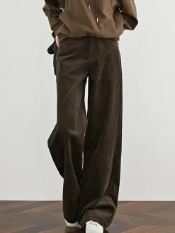High-Waist Corduroy Draped Pants