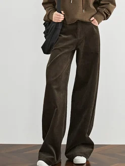 High-Waist Corduroy Draped Pants