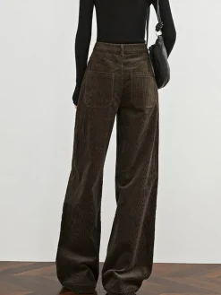 High-Waist Corduroy Draped Pants