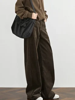 High-Waist Corduroy Draped Pants