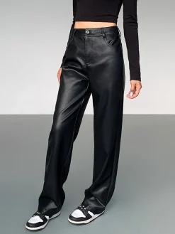 High-Waist Faux Leather Pants