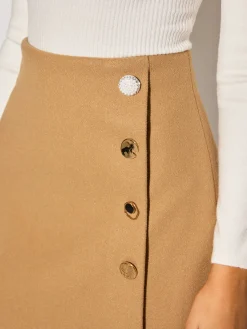 High-Waist Metal-Decor Zipper Skirt